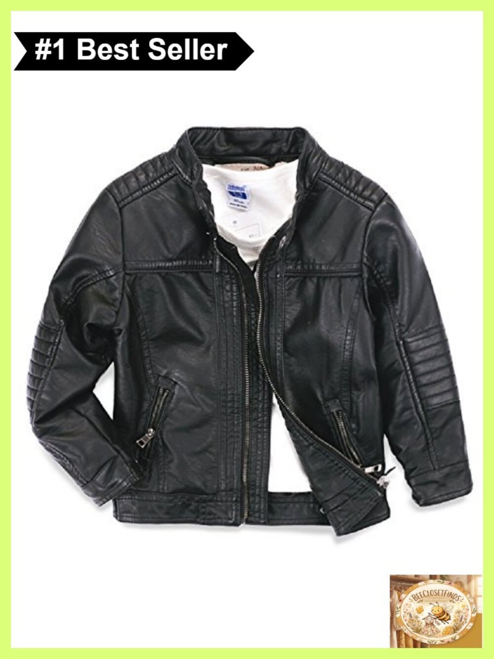 Boys Faux Leather Moto Jacket Zip Up Biker Coat